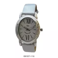 Reloj Knock Out KN1871-116 malla de cuero para dama blanco