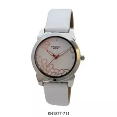 Reloj Knock Out KN1877-711 malla de cuero para dama blanco