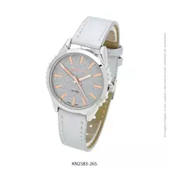 Reloj Knock Out KN2583-265 malla de cuero para dama blanco