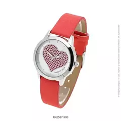 Reloj Knock Out KN2587-900 malla de cuero para dama coral