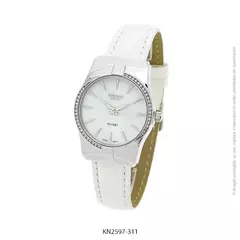 Reloj Knock Out KN2597-311 malla de cuero para dama blanco