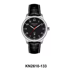 Reloj Knock Out KN2610-133 malla de cuero para dama negro con calendario