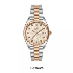 Reloj Knock Out KN2806-355 malla de metal plateado con rose para mujer con calendario