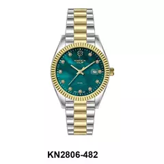 Reloj Knock Out KN2806-482 malla de metal plateado para mujer con calendario