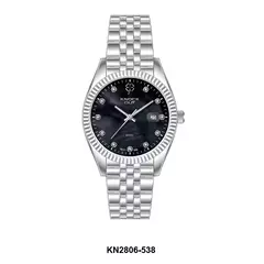 Reloj Knock Out KN2806-538 malla de metal plateado para mujer con calendario