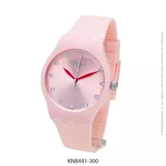 Reloj Knock Out KN8441-1 300 malla de caucho rosa con glitter para dama 40mm