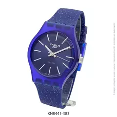 Reloj Knock Out KN8441-1 383 malla de caucho azul con glitter para dama 40mm