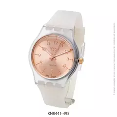 Reloj Knock Out KN8441-1 495 malla de caucho blanco para dama 40mm