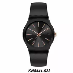 Reloj Knock Out KN8442-3 622 malla de caucho negro para dama 40mm