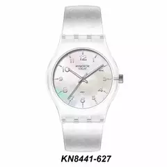 Reloj Knock Out KN8442-3 627 malla de caucho blanco para dama 40mm