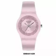 Reloj Knock Out KN8442-3 629 malla de caucho rosa con glitter para dama 40mm