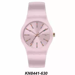 Reloj Knock Out KN8442-3 630 malla de caucho rosa con glitter para dama 40mm