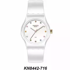 Reloj Knock Out KN8442-3 716 malla de caucho con glitter para dama 36MM