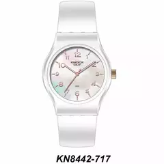 Reloj Knock Out KN8442-3 717 malla de caucho blanco para dama