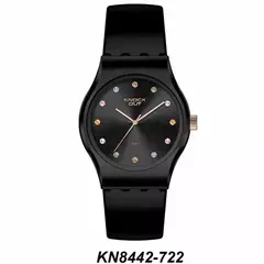 Reloj Knock Out KN8442-3 722 malla de caucho negro para dama 36MM