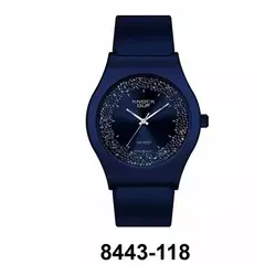 Reloj Knock Out KN8443-118 malla de caucho con glitter para dama azul