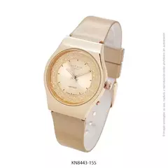 Reloj Knock Out KN8443-155 malla de caucho con glitter para dama dorado