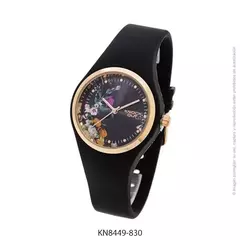 Reloj Knock Out KN8449-830 malla de caucho negro para dama 34mm