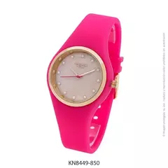 Reloj Knock Out KN8449-850 malla de caucho fucsia para dama 34mm