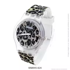 Reloj Knock Out KN8945-824 malla de caucho animal print para dama 42mm