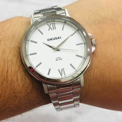 Reloj Okusai OK-038 Hombre Malla de Acero Cuadrante Blanco Sumergible