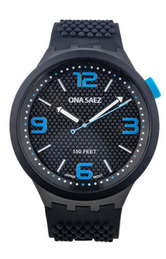 RELOJ ONA SAEZ BUDAPEST MALLA DE CAUCHO ANALOGO UNISEX AZUL BRAINE JOYAS