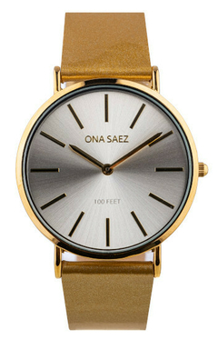 RELOJ ONA SAEZ CALIFORNIA MALLA DE CUERO ANALOGO CON INDICADORES PARA DAMA BRAINE JOYAS