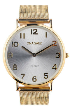 Reloj Ona Saez Capri dorado malla tejida con nùmeros para dama