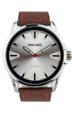 RELOJ ONA SAEZ OSLO MALLA DE CUERO ANALOGO UNISEX MARRÒN BRAINE JOYAS