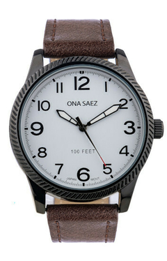 RELOJ ONA SAEZ TOKIO MALLA DE CUERO ANALOGO UNISEX MARRÒN BRAINE JOYAS