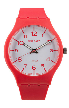 RELOJ ONA SAEZ VALENCIA MALLA DE CAUCHO ANALOGO UNISEX CORAL