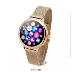 Reloj Smartwatch Knock Out KN5116 malla de metal tejido dorado para dama