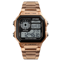 RELOJ STONE ST1114R DIGITAL PARA CABALLERO MALLA DE METAL ROSE