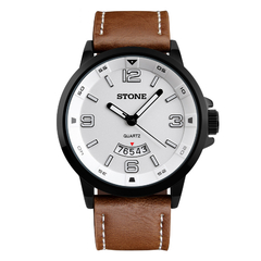 Reloj Stone ST1161MB Malla De Cuero marron Para Hombre con calendario