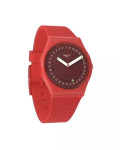 Reloj Swatch SO28R400 Cycles In The Sun Unisex para dama malla de silicona Rojo con calendario - BRAINE JOYAS Y RELOJES