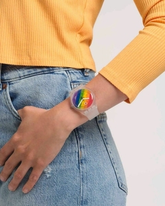 Reloj Swatch SO29K701 Pride Stripe Fierce Orgullo LGBTQIA unisex malla de plástico transparente - comprar online