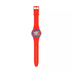 Reloj Swatch SO29R103 BLUE RINGS RED para dama malla de silicona - tienda online