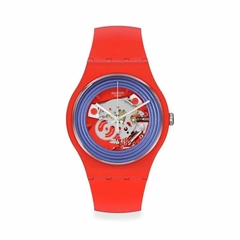 Reloj Swatch SO29R103 BLUE RINGS RED para dama malla de silicona - BRAINE JOYAS Y RELOJES