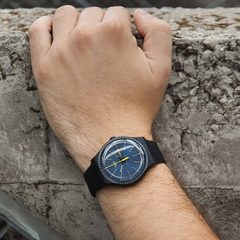 Reloj Swatch SUOB731 Black Rails para caballero malla de silicona con doble calendario