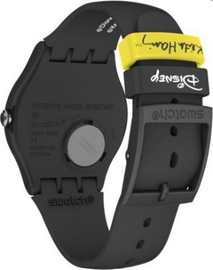 Imagen de Reloj Swatch SUOZ337 MICKEY BLANC SUR NOIR linea Keith Haring Unisex malla de silicona