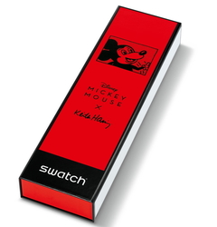 Reloj Swatch SUOZ337 MICKEY BLANC SUR NOIR linea Keith Haring Unisex malla de silicona