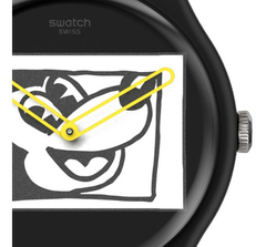 Reloj Swatch SUOZ337 MICKEY BLANC SUR NOIR linea Keith Haring Unisex malla de silicona - BRAINE JOYAS Y RELOJES