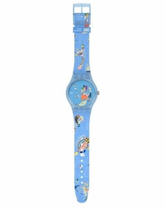 Reloj Swatch SUOZ342 Blue Sky, By Vassily Kandinsky X Centre Pompidou para dama malla de silicona - BRAINE JOYAS Y RELOJES