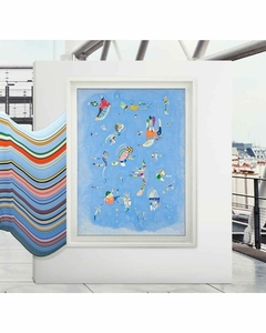 Imagen de Reloj Swatch SUOZ342 Blue Sky, By Vassily Kandinsky X Centre Pompidou para dama malla de silicona