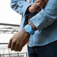 Reloj Swatch SUOZ342 Blue Sky, By Vassily Kandinsky X Centre Pompidou para dama malla de silicona - comprar online