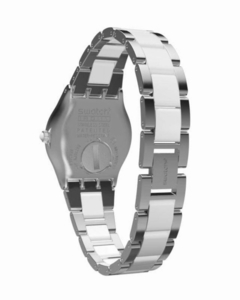 Reloj Swatch YLS141GC Tresor Blanc para dama malla de acero y acrílico - BRAINE JOYAS Y RELOJES