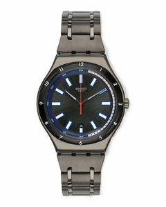 Reloj Swatch Ywm400g Power Tracking Smokeygator malla de acero para caballero con calendario - comprar online