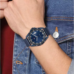 Reloj Tommy Hilfiger Carter 1791911 para Hombre malla de acero tejido azul con calendario