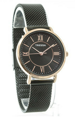Reloj Tressa Anne malla de metal tejido negro para dama - comprar online
