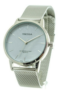 Reloj Tressa ANTO-01 malla de metal tejido plateado para dama